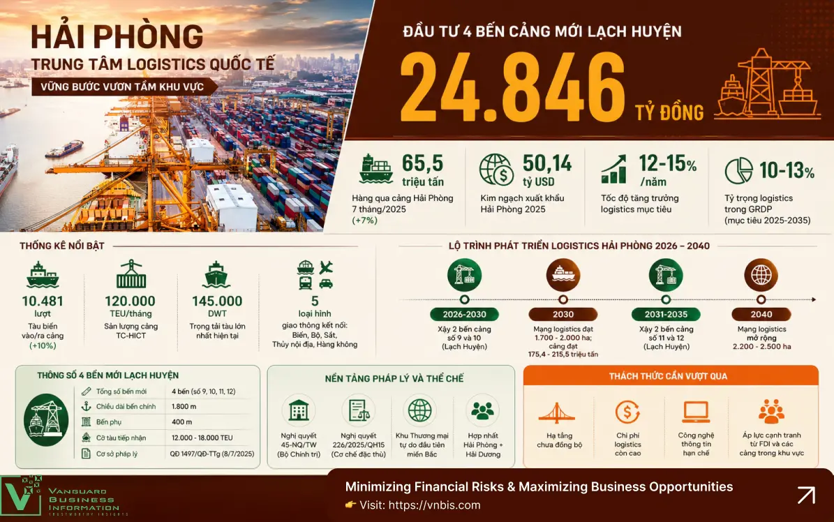 HẢI PHÒNG TĂNG TỐC THÀNH TRUNG TÂM LOGISTICS QUỐC TẾ: 4 BẾN CẢNG MỚI 24.846 TỶ ĐỒNG VÀ KHÁT VỌNG ĐÔNG NAM Á