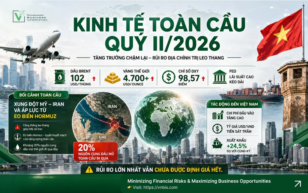 KINH TẾ TOÀN CẦU QUÝ II/2026: TĂNG TRƯỜNG CHẬM LẠI, RỦI RO ĐỊA CHÍNH TRỊ LEO THANG
