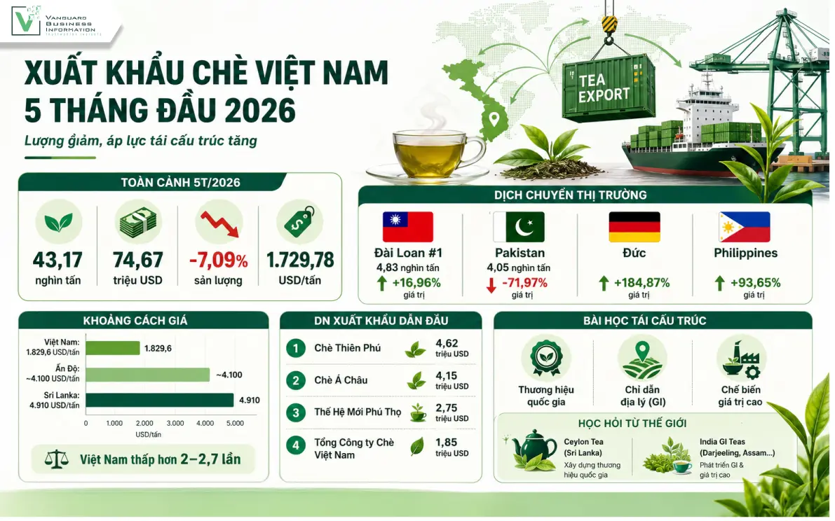 Ngành chè Việt Nam trước sức ép tái cấu trúc: Bài học từ Ceylon Tea và GI Ấn Độ